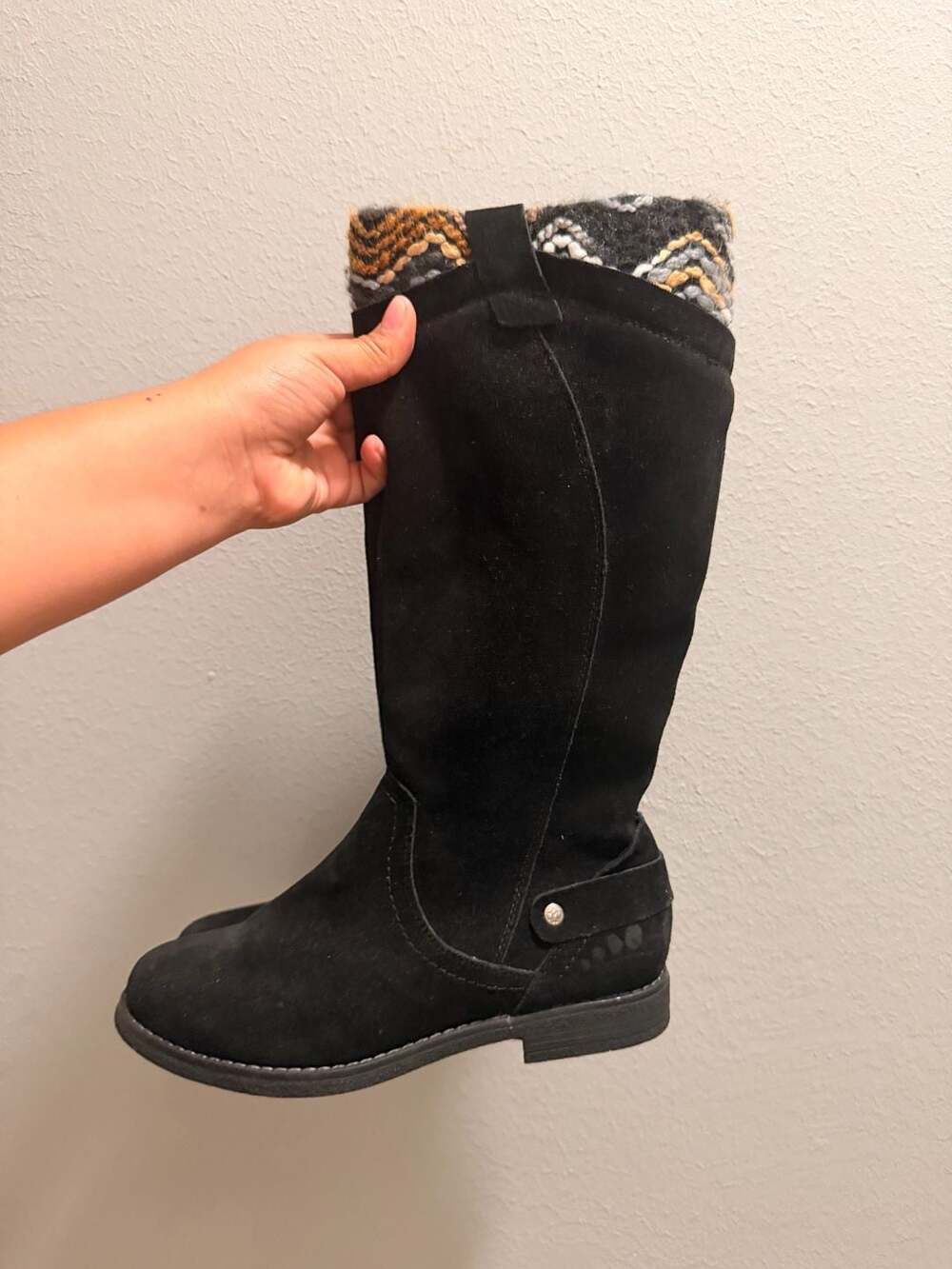 Spring Step Boots Size 37 Black Suede Knee High Tribal Cuff